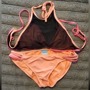 Catalina Black and Peach Bikini Set